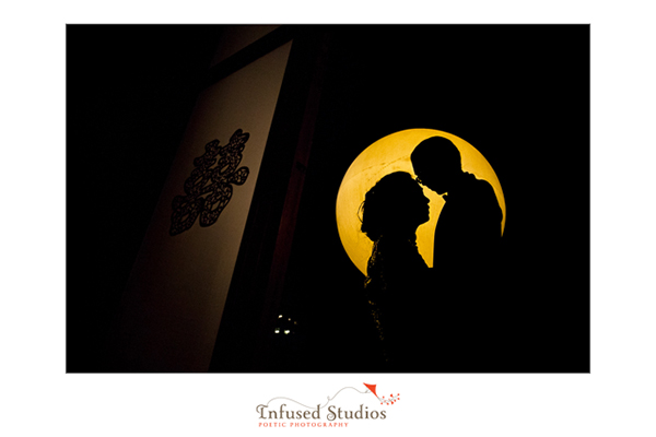 Super moon wedding silhouette photo