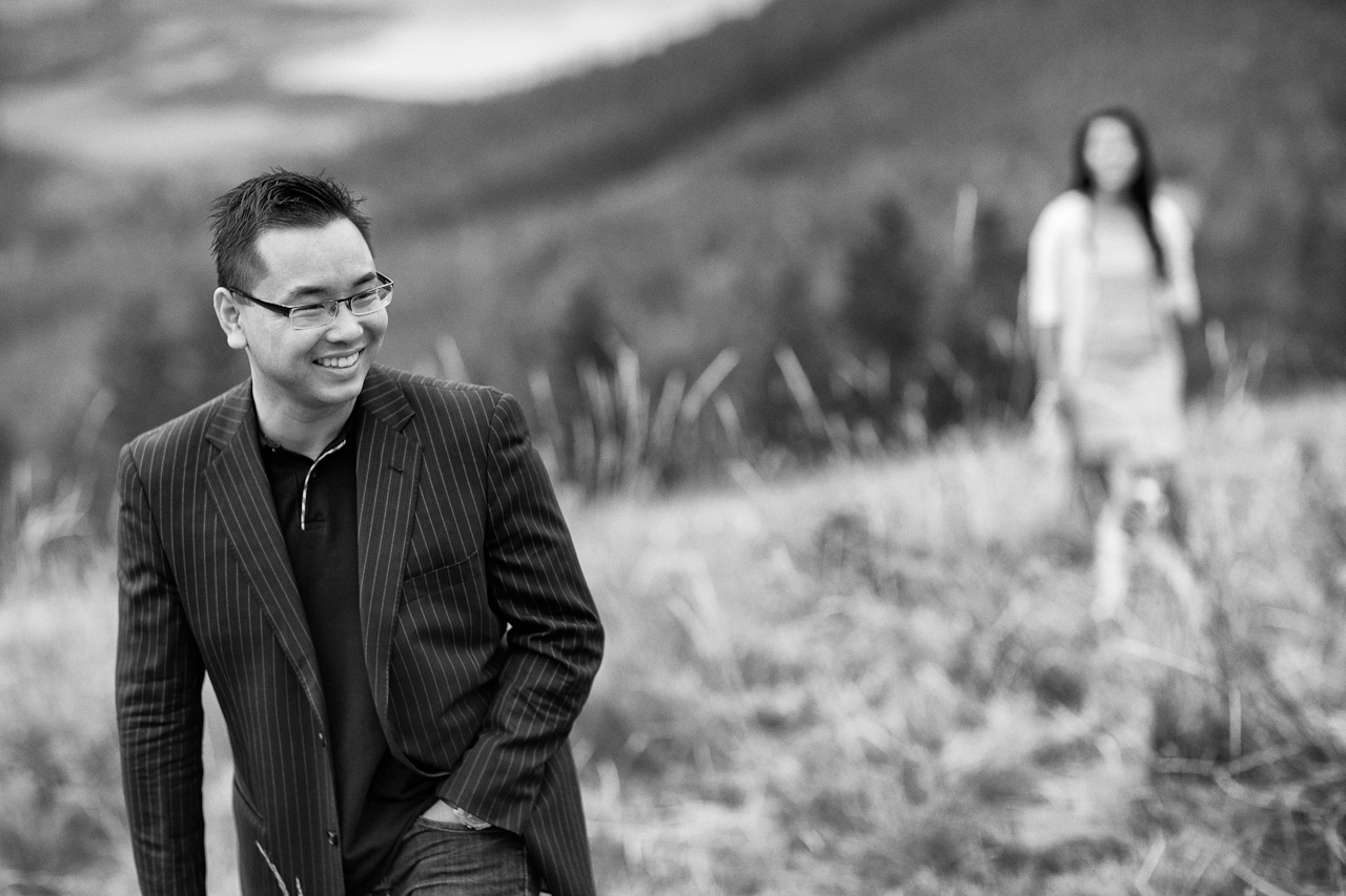 Black & White Banff Engagement photos - couples portrait outdoors (CiCi and Steve)